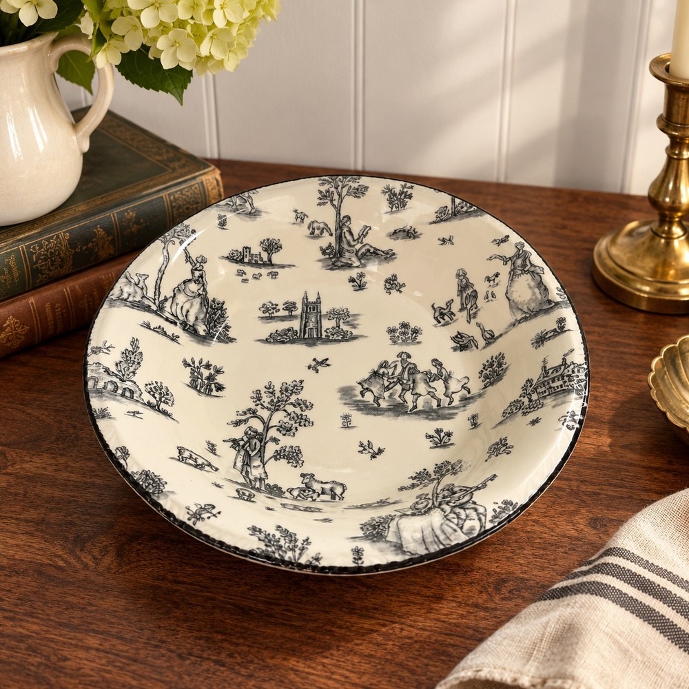 Vintage Wood & Sons England Toile de Jolie Noir Serving Bowl